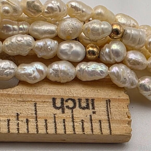 14K Grassman-Blake 5-Strand White Rice Pearl Necklace 3.8mm 34" Vintage - Picture 8 of 8